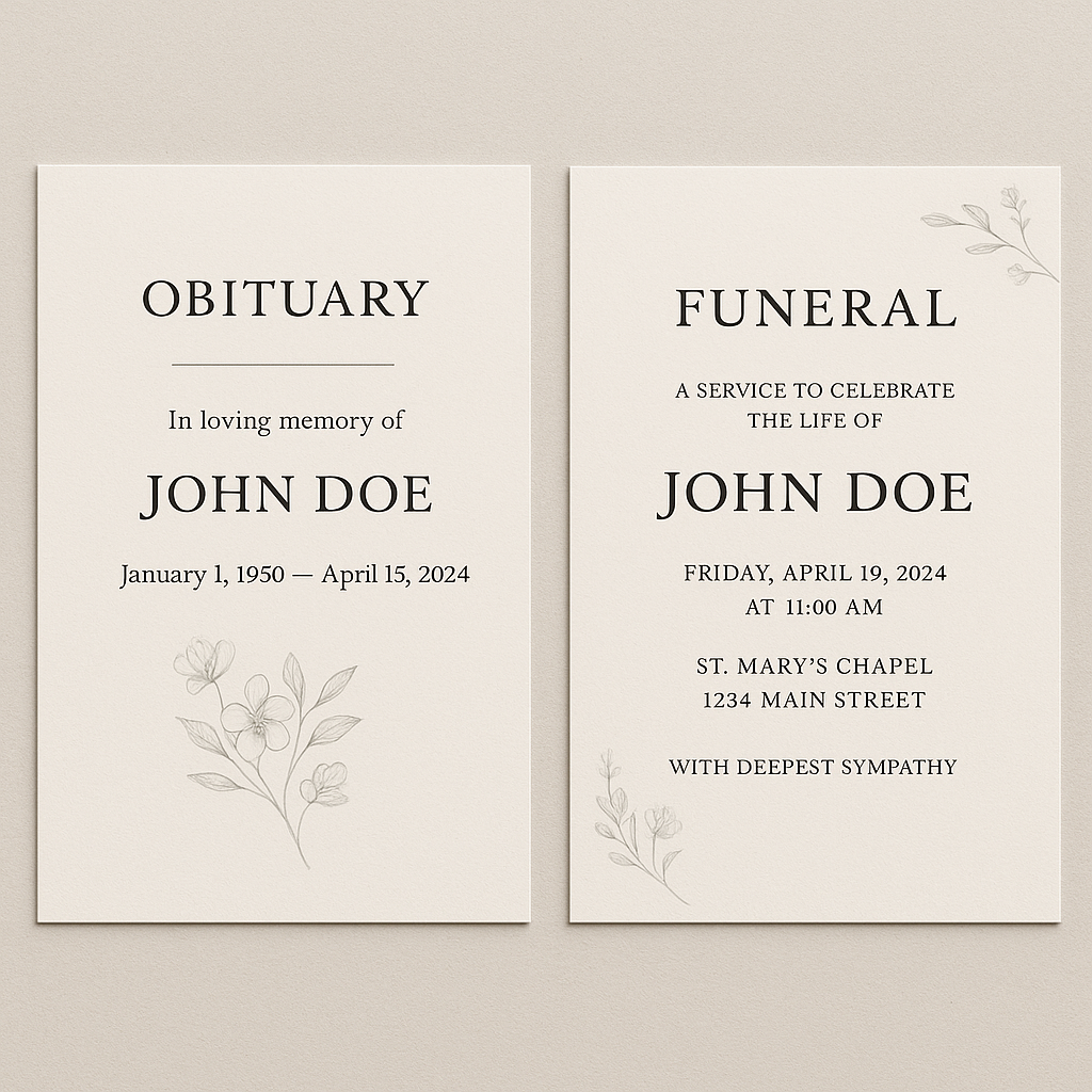 El arte de combinar esquelas e invitaciones al funeral